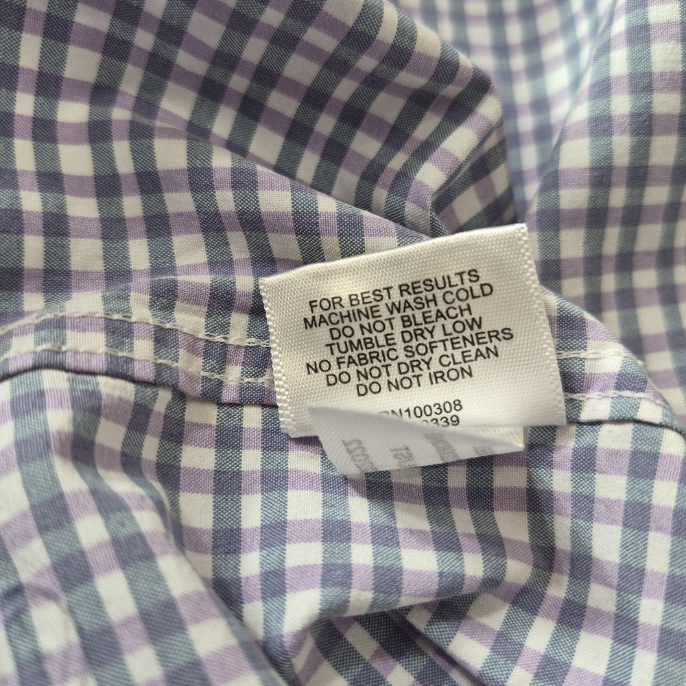 Peter Millar Shirt Purple Blue Plaid Flex Finish Long Sleeve Button Front Mens M - Picture 7 of 7